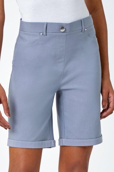 Roman Light Grey  Turn Up Stretch Shorts