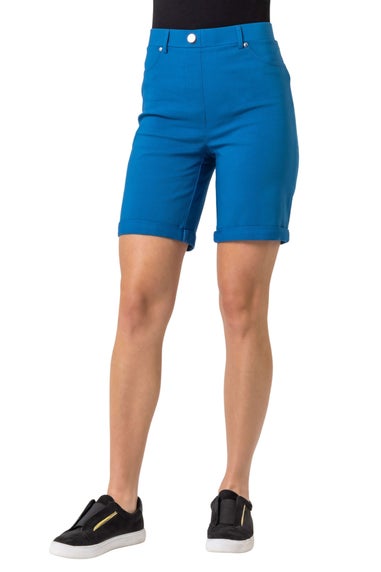 Roman Teal Blue Turn Up Stretch Shorts