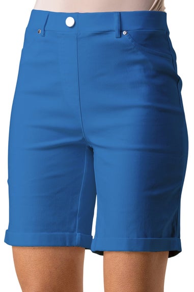 Roman Teal Blue Turn Up Stretch Shorts