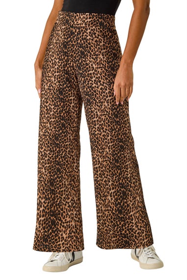 Roman Tan Animal Print Stretch Trousers