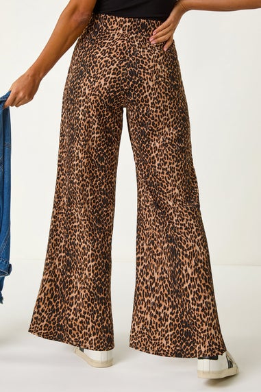 Roman Tan Animal Print Stretch Trousers