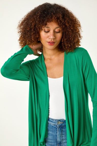 Roman Green Waterfall Front Jersey Knit Cardigan