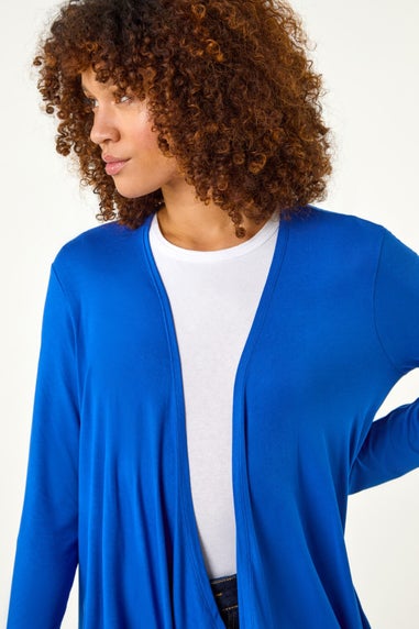 Roman Royal Blue Waterfall Front Jersey Knit Cardigan