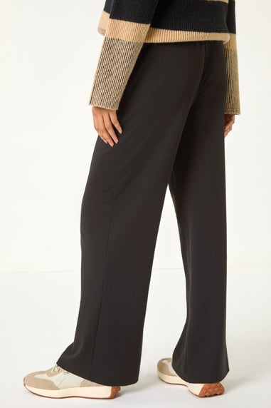 Roman Black Wide Leg Ponte Trousers