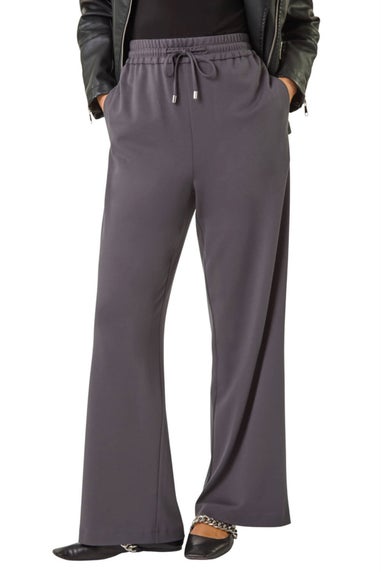 Roman Charcoal Wide Leg Ponte Trousers