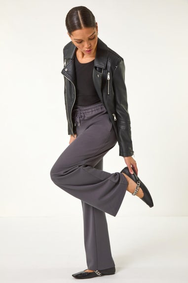 Roman Charcoal Wide Leg Ponte Trousers