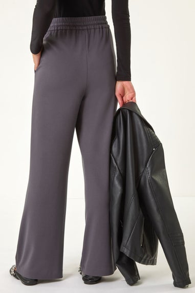 Roman Charcoal Wide Leg Ponte Trousers