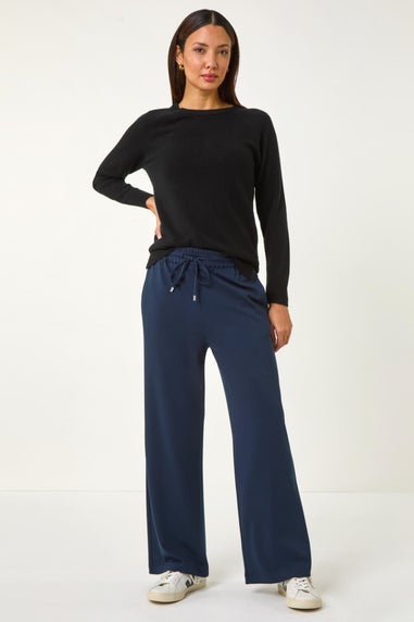 Roman Navy Wide Leg Ponte Trousers