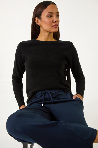 Roman Navy Wide Leg Ponte Trousers