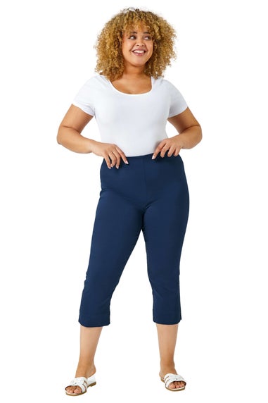 Roman Midnight Blue Curve Cropped Stretch Trouser