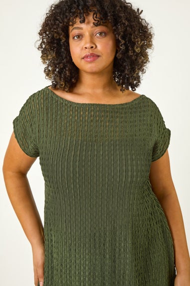 Roman Khaki Curve Textured Short Sleeve T-Shirt