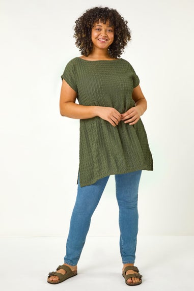 Roman Khaki Curve Textured Short Sleeve T-Shirt