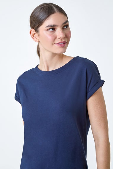 Roman Navy Plain Stretch Cotton Jersey T-Shirt