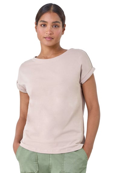 Roman Natural Plain Stretch Cotton Jersey T-Shirt