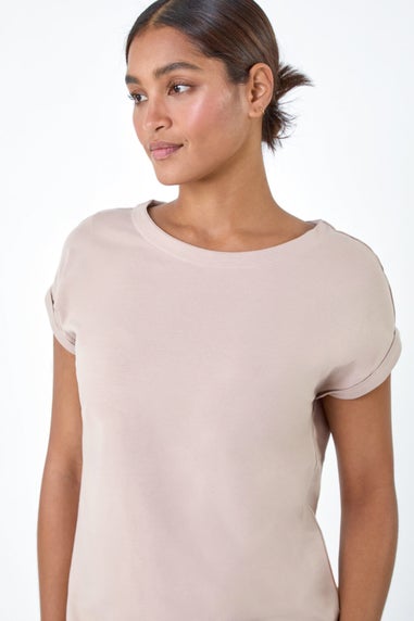 Roman Natural Plain Stretch Cotton Jersey T-Shirt