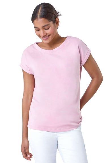 Roman Light Pink Plain Stretch Cotton Jersey T-Shirt