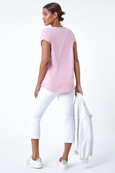 Roman Light Pink Plain Stretch Cotton Jersey T-Shirt