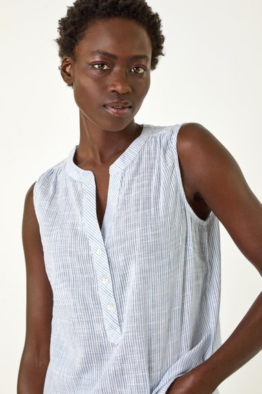 Roman Light Blue Stripe V-Neck Vest Top