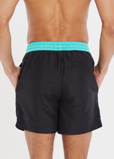 Threadbare Black Contrast Waistband Swim Shorts