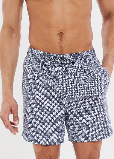 Threadbare Blue Geo Print Swim Shorts