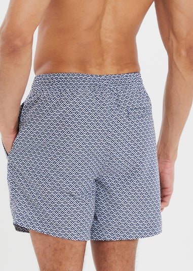 Threadbare Blue Geo Print Swim Shorts