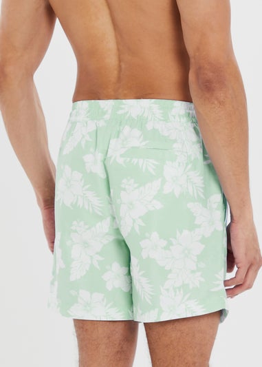 Threadbare Mint Floral Print Swim Shorts