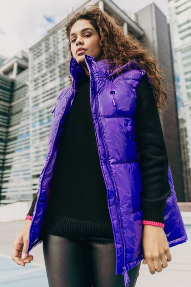 Roman Purple Patent Hooded Gilet