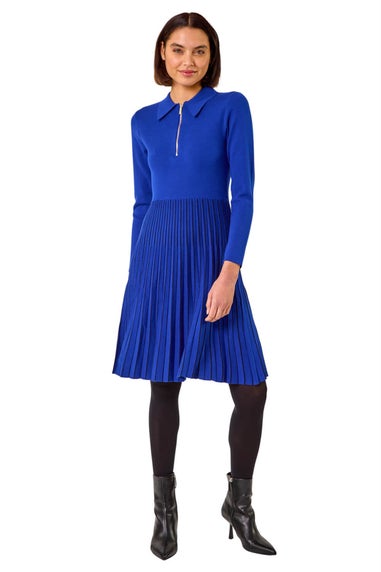 Roman Ink Blue Zip Detail Knitted Dress