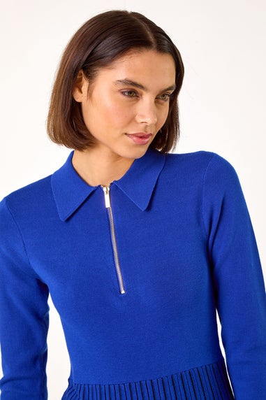 Roman Ink Blue Zip Detail Knitted Dress