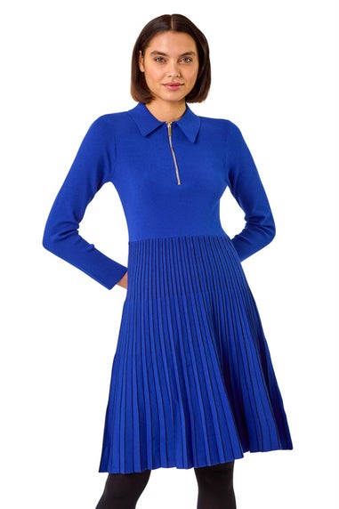 Roman Ink Blue Zip Detail Knitted Dress