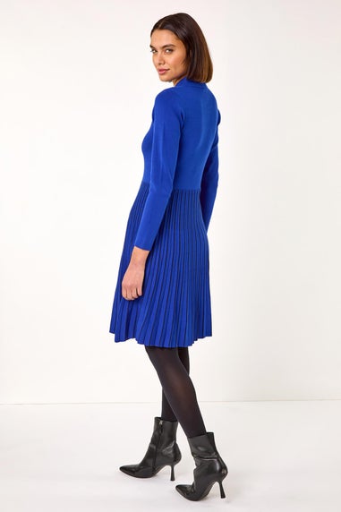 Roman Ink Blue Zip Detail Knitted Dress