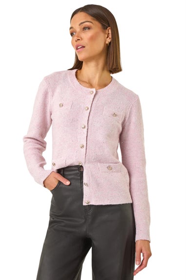 Roman Pale Pink Sequin Knit Cardigan