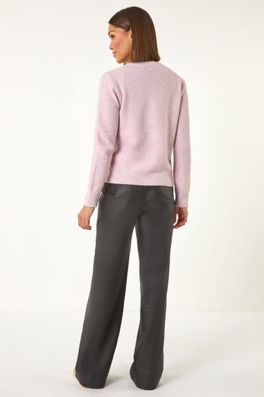 Roman Pale Pink Sequin Knit Cardigan