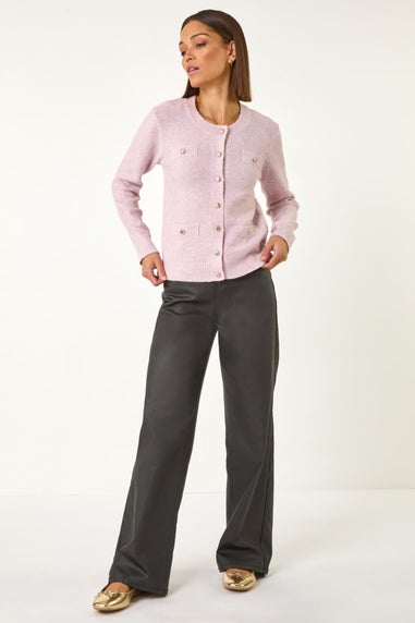 Roman Pale Pink Sequin Knit Cardigan