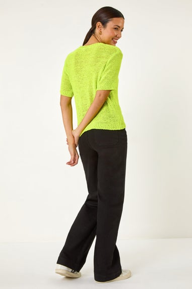 Roman Lime Textured Knit Top