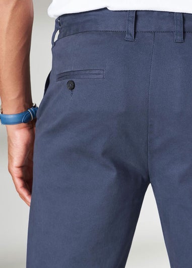 Cotton Traders Blue Flat Front Stretch Chino Trousers