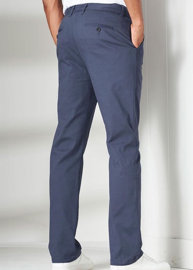 Cotton Traders Blue Flat Front Stretch Chino Trousers