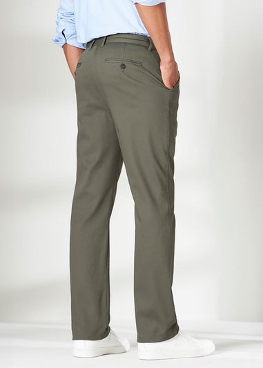 Cotton Traders Green Flat Front Stretch Chino Trousers