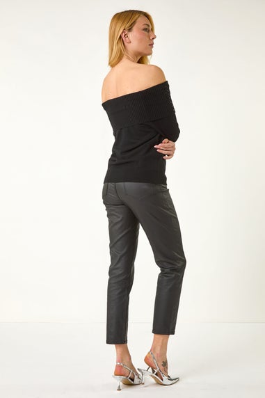 Dusk Black Dusk Diamante Bardot Jumper