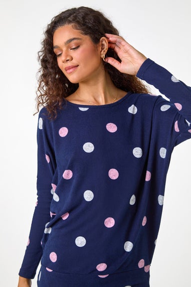 Roman Navy Spot Print Snit Top