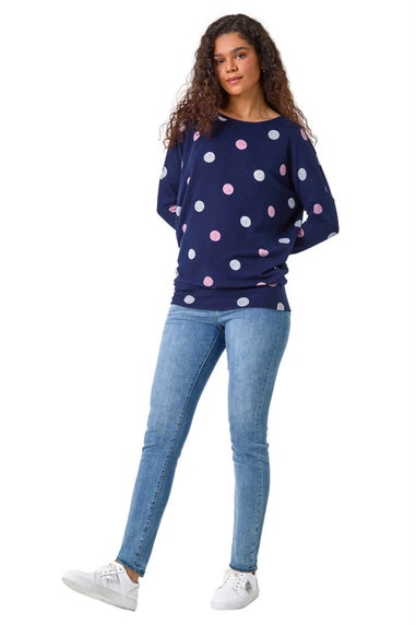 Roman Navy Spot Print Snit Top