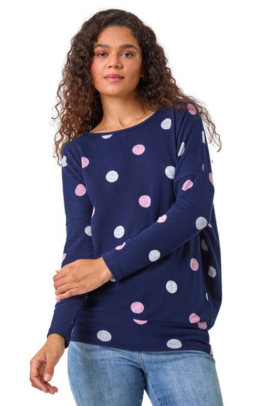 Roman Navy Spot Print Snit Top