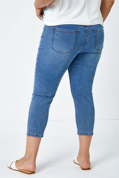 Roman Denim Curve Elastic Waist Cropped Denim Jeggings