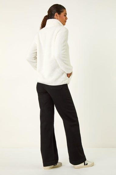 Roman White Soft Sherpa Fleece Jacket