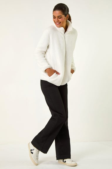 Roman White Soft Sherpa Fleece Jacket