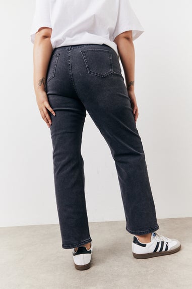 In The Style Washed Black Staight Leg Jeans