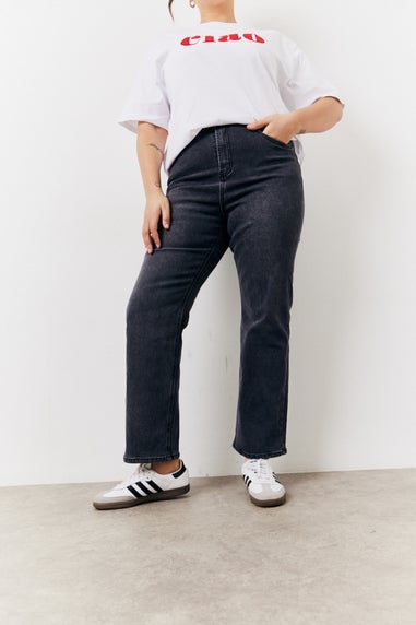 In The Style Washed Black Staight Leg Jeans