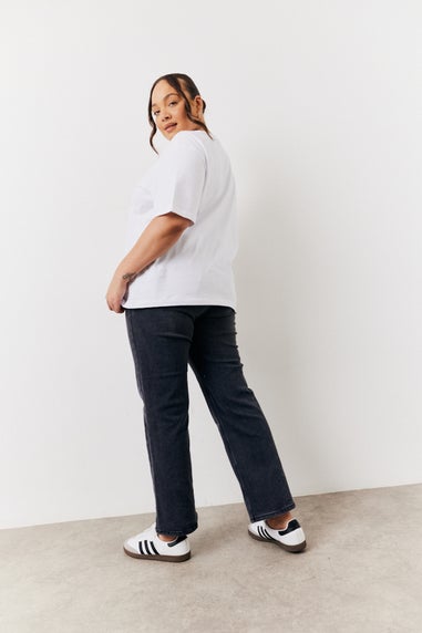 In The Style Washed Black Staight Leg Jeans