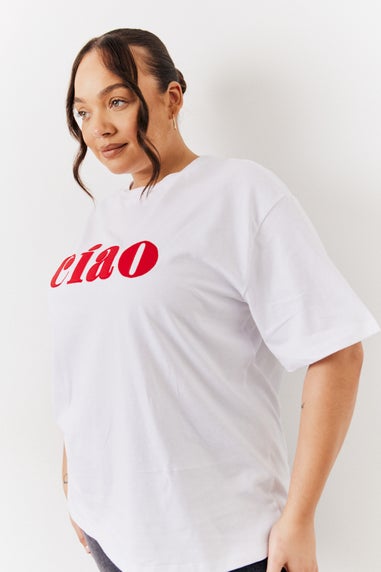 In The Style Cream Ciao Slogan T-Shirt