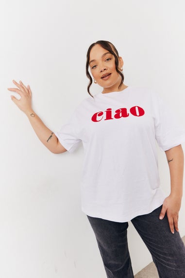 In The Style Cream Ciao Slogan T-Shirt